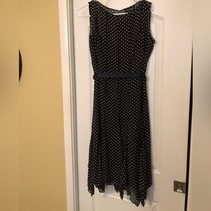 Studio I Sleeveless Black and White Polka Dot Midi Dress